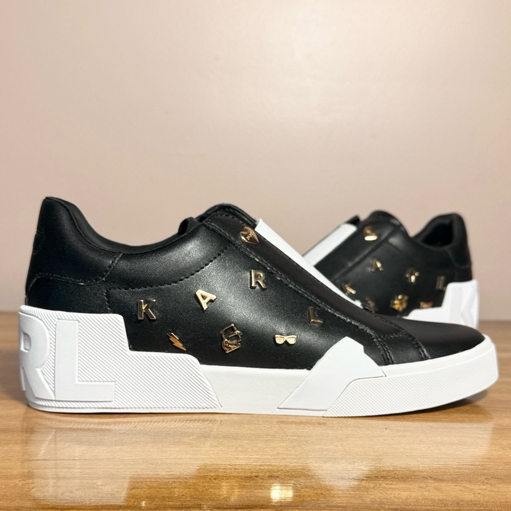 Karl Lagerfeld Black Sneakers with Gold Accents